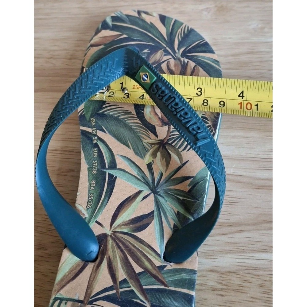 Havaianas x FARM Rio Bananart Teal flip-flops Sz 6W/5M Eur 37/38, Bra 35/36 - Picture 7 of 8